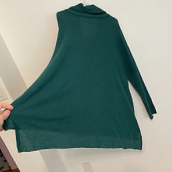 BP NORDSTROM Plus Size Waffle Knit Cowl Neck Top Dark Green Long Sleeve Tunic 4X - Picture 13 of 13